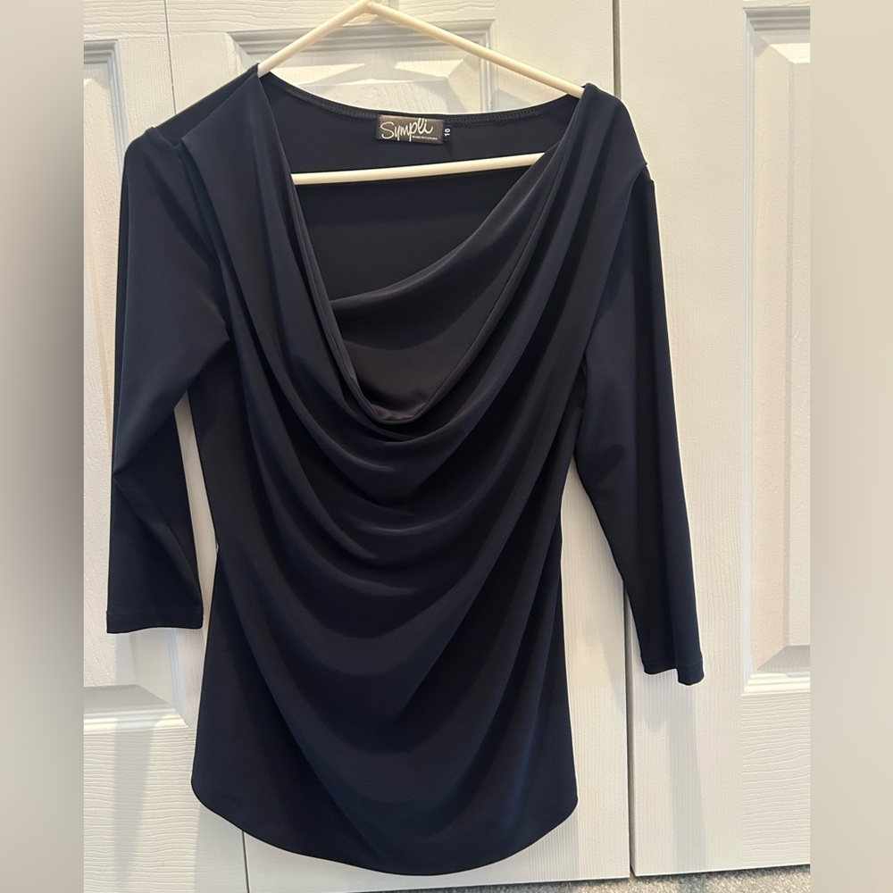 Sympli Women’s Navy Blue Cowlneck Blouse 10